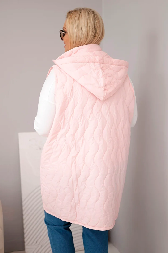 Women's Plus Size Quilted Hooded Vest candy pink
