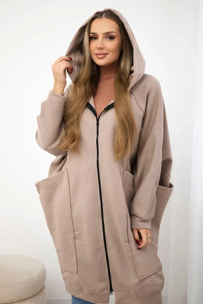 Bluza ocieplana oversize ciemno beżowa