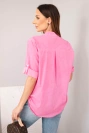 Women's cotton shirt-style blouse with short sleeves and a pocket pink