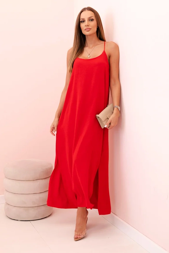 Long strappy dress red