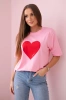 Cotton blouse with a heart print light pink