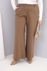 Women's Plus Size pants with wide legs and high waist light camel