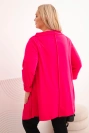 Women's cotton Plus Size asymmetrical blouse with rolled sleeves fuchsia