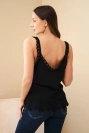 Women's cotton blouse with lace trim black
