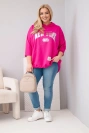 Damen-Sweatshirt in Plus-Size aus Viskose mit Kapuze und Kängurutasche fuchsia