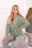 Buttoned sweater with a decorative braid dark mint