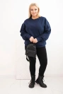 Moteriška pėtelinė Plus Size medvilninė basic su apvaliu iškirpimu mėlyna