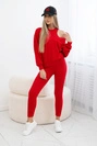 3-dílný set mikina + top + legíny červená