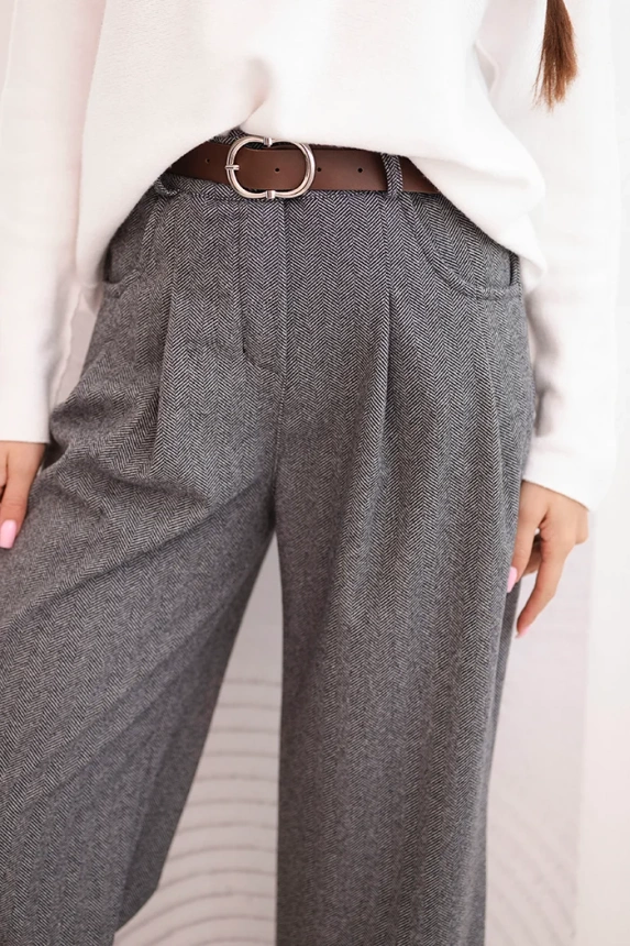 Women's wide-leg trousers with a belt graphite