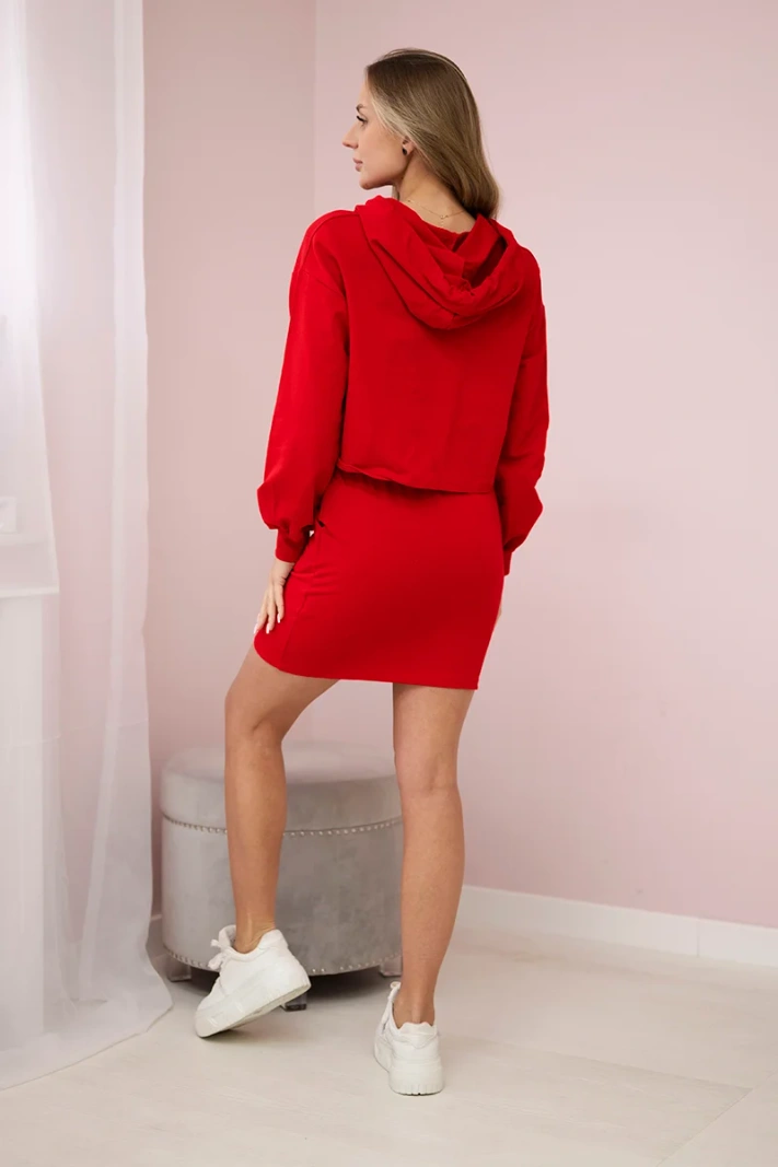 Set of sweatshirts with a skirt red