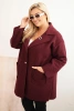 Dámský kabát Plus Size beránek s vlnou a kapsami švestkový