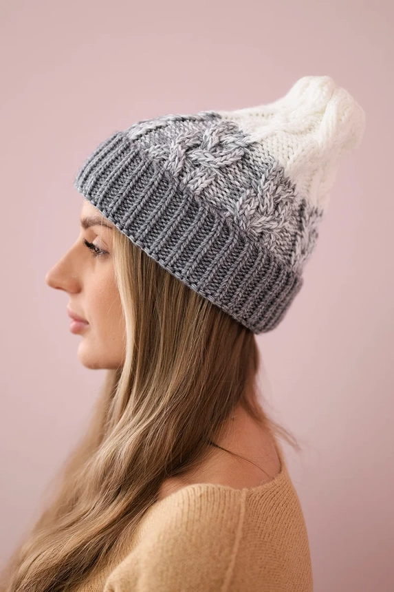 Women's cap Samara K346 grey+white