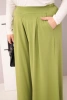 Plus Size women's cotton pants with wide legs and loose fit pistachio