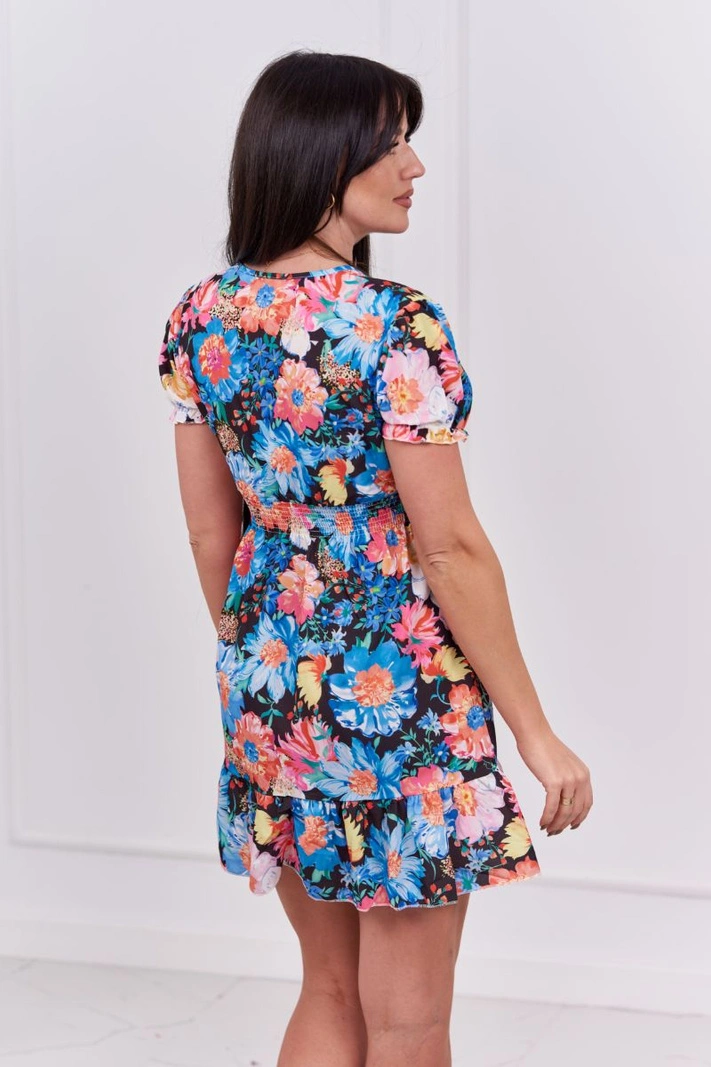 Floral V-neck dress black