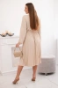 Kleid mit plissiertem Saum gebunden beige