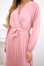Dress tied with a pleated hem dark powder pink