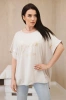 Plus size steamed cotton blouse beige