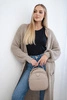 Löcher-Strickjacke mit Taschen Dunkelbeige