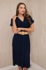 Dress with a decorative belt navy