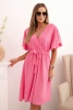 Dress with a crossover neckline light pink