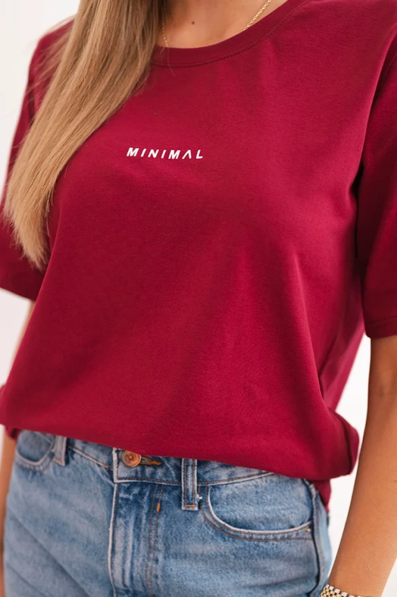 Women's cotton blouse with Minimal print burgundy