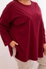 Moteriška bluzonė Plus Size su medvilne, kišene ir su sukamu rankovėm bordo