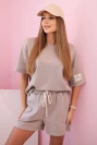 Women's butter set with high-waisted shorts dark beige