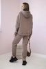 Isoliertes Baumwoll-Set, Sweatshirt mit bestickter + Hose mocca