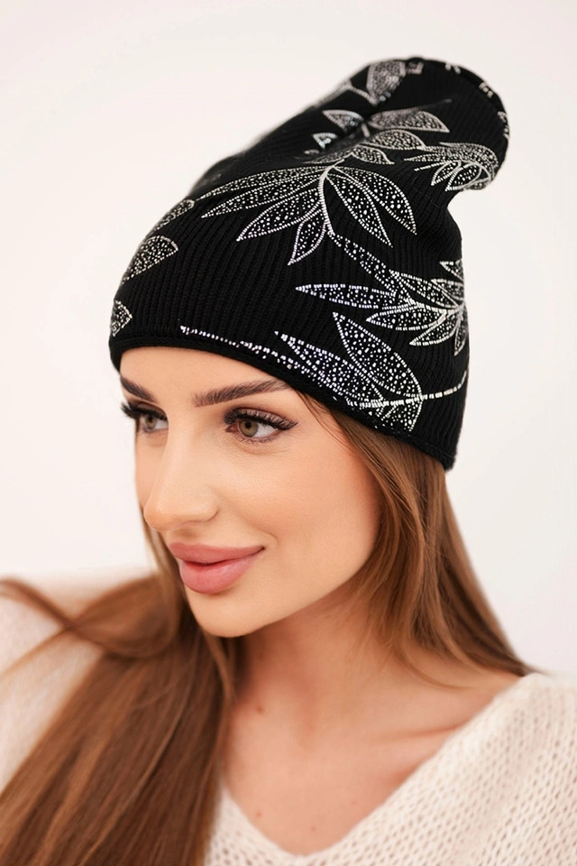 Women's winter wool hat with double rolled-up cuff K426 orange