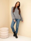 Damen Oversize Pullover mit rundem Ausschnitt und Bündchen grau