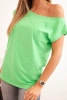 Women's blouse with an exposed shoulder green