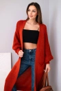 Dlouhý kardigan svetr rudy
