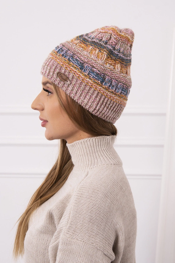 Fleecová čepice Patrycja K254 pink+cappuccino