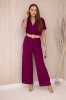 Jumpsuit mit dekorativem Taillengürtel Pflaume