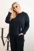 Moteriškas Plus Size komplektas su džemperiu ir kišenėmis mėlynas