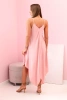 Women's dress with straps flared with an asymmetrical hem pudrově růžová