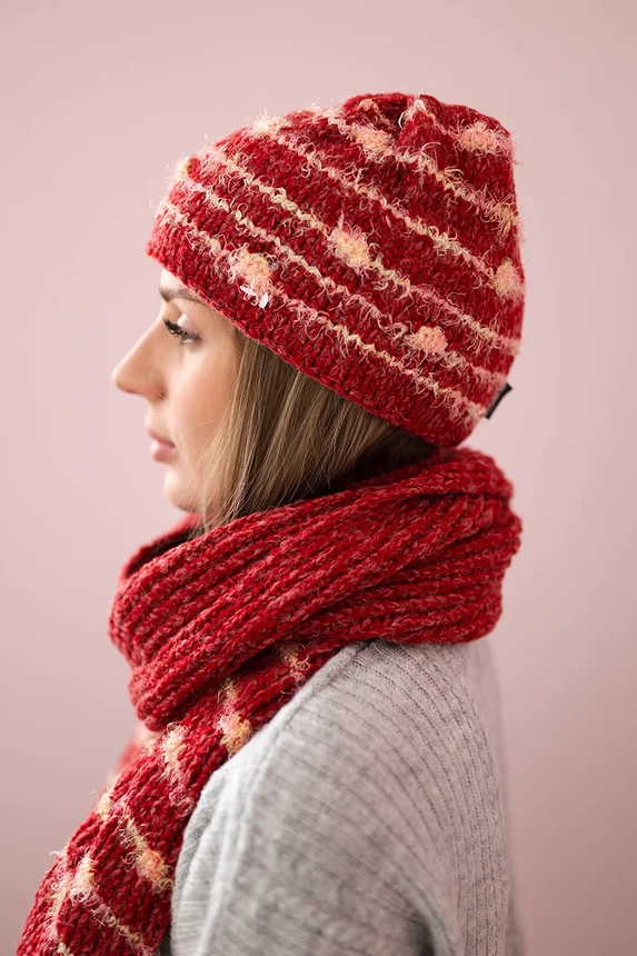 Damenset mit Schal Anika K304 burgundy