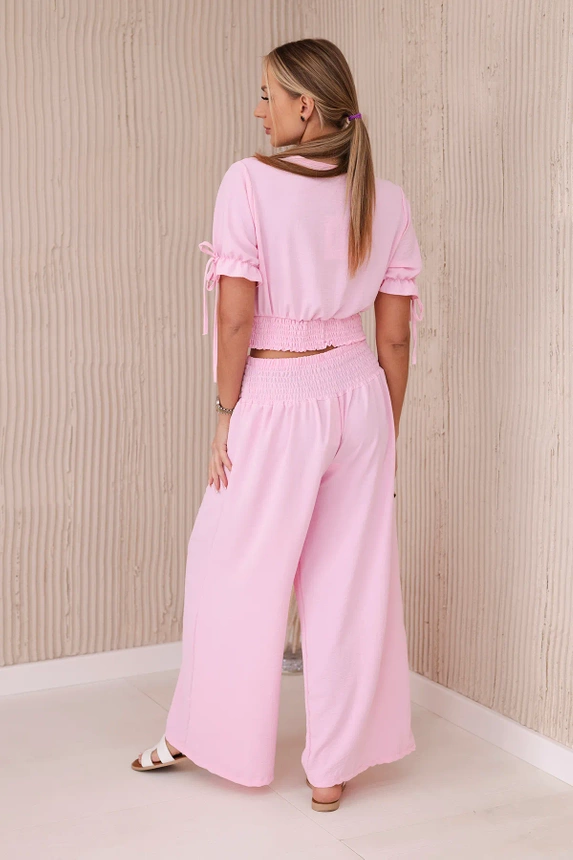 Two-piece set of trousers blouse light pink