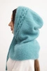Women's hooded cap with ties and braid pattern mint