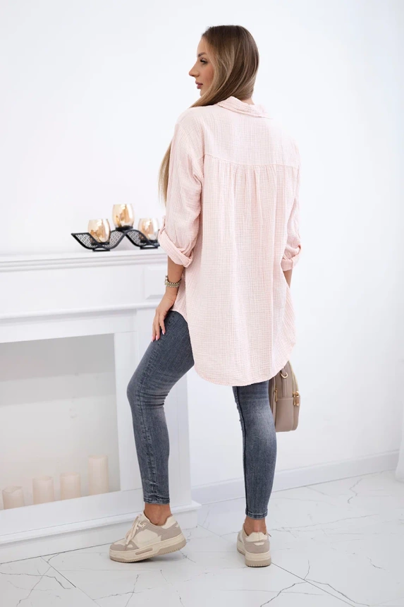 Cotton muslin shirt powder pink