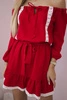 Kleid mit offenen Schultern und Spitze rot