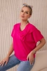 Cotton blouse with a decorative bow fuchsia