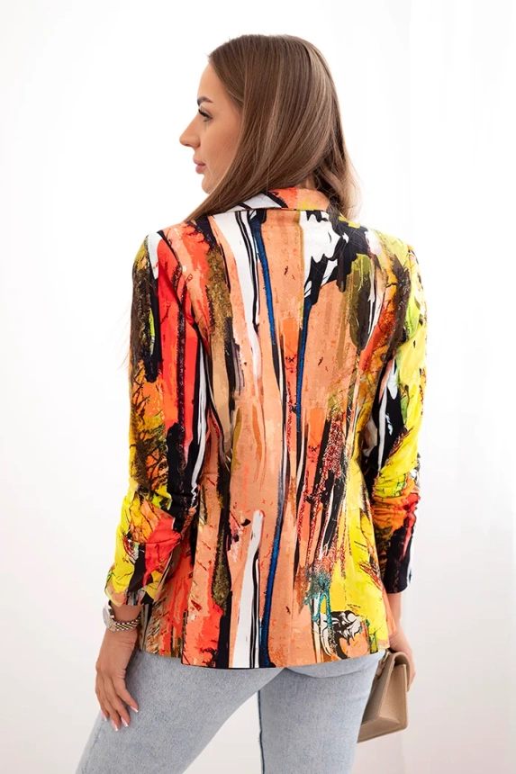 Jacke aus Baumwolle mit buntem Print Kamel