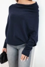 Damenpullover aus Viskose asymmetrisch im Batwing-Stil blau
