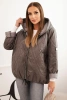 Quilted women's jacket with a hood cappuccino