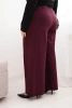 Plus Size women's pants with wide legs and pleating plum