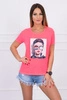 Blouse with a woman's graphics pink neon