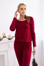 Waisted viscose jumpsuit burgundy