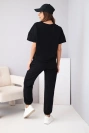 Women's cotton set: short-sleeve top and sweatpants black