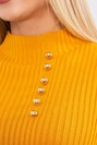 Fitted sweater blouse with buttons mustard